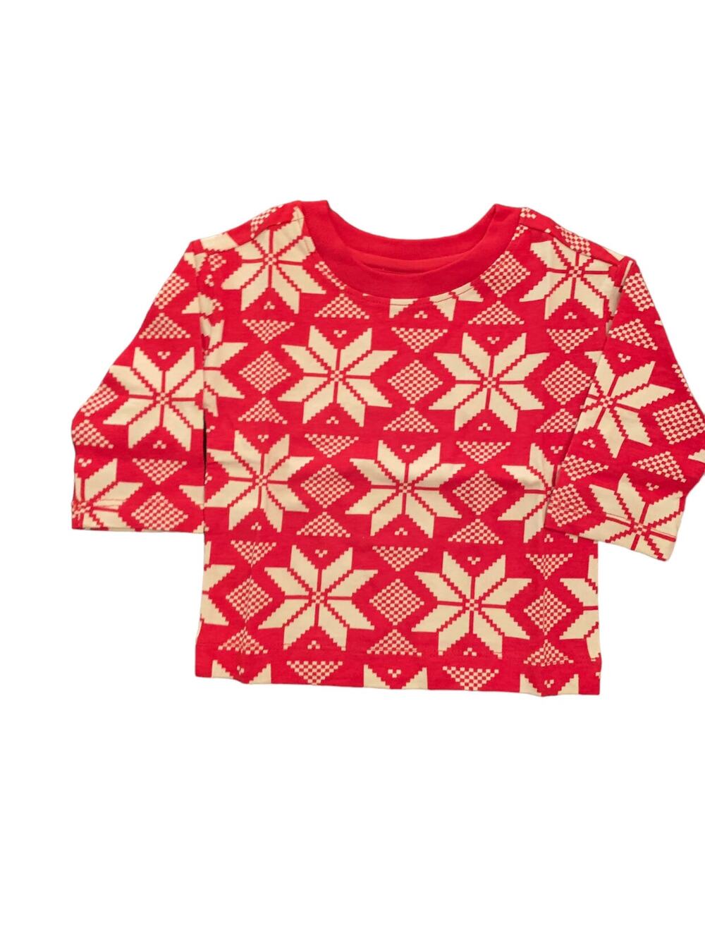 Hanna Andersson NWT Red Long Sleeve Print Tee White Snowflakes. Size 3-6 Months